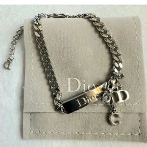 🔵 Luxury Jewelry Christian Dior Signature Silver Plated Chain Link Bracelet